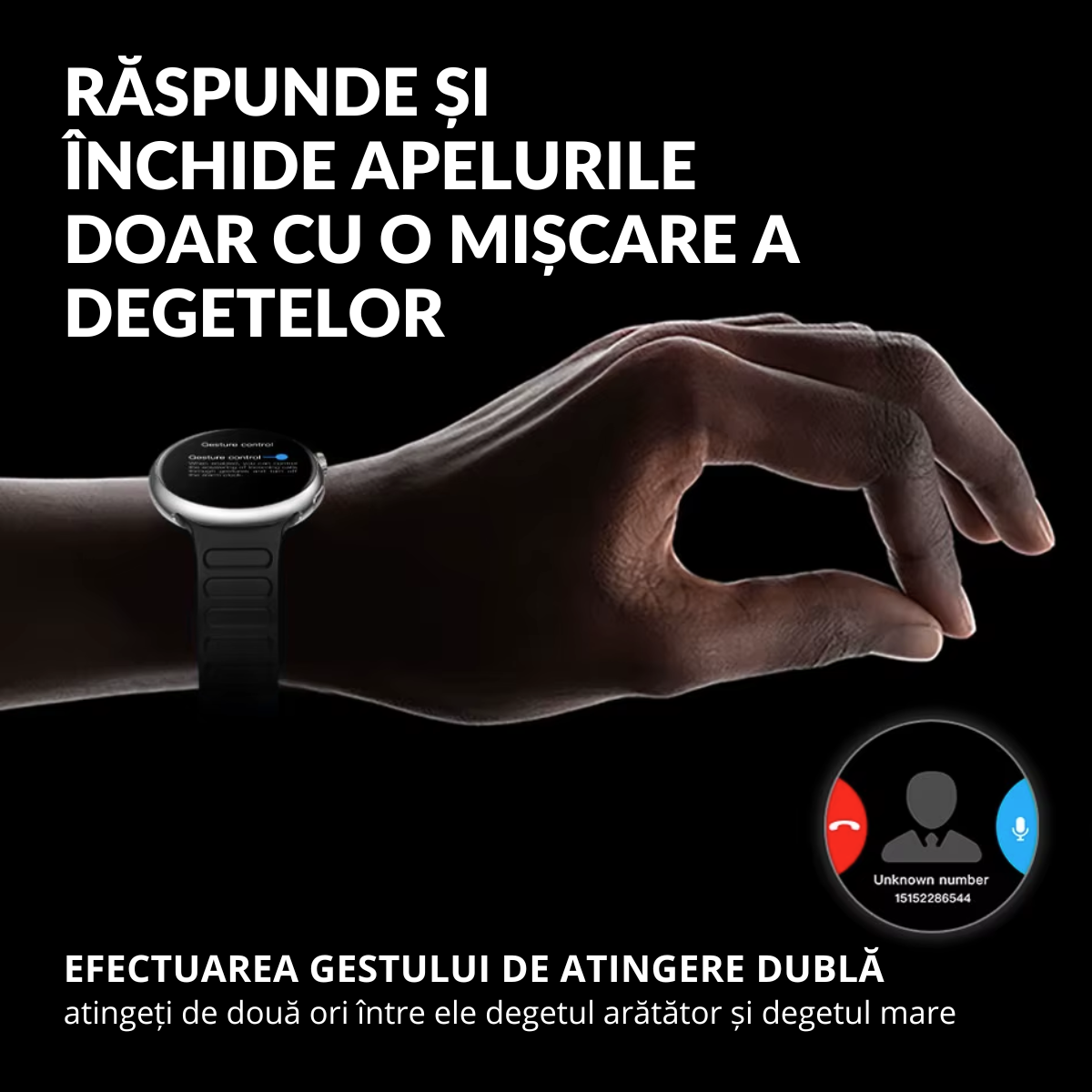 Ceas smartwatch de femei, Ecran Tactil LCD 1.46", Control prin Gesturi, Apel Bluetooth, Multi Sport, Monitorizare Sanatate, Negru