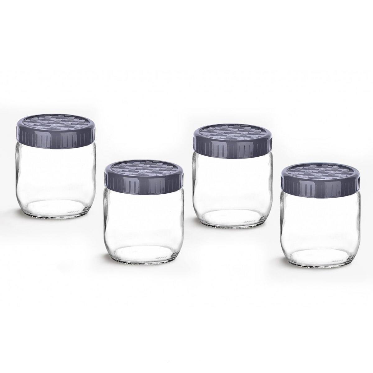 Set 5 borcane depozitare alimente, sticla, capac cu filet, 300 ml