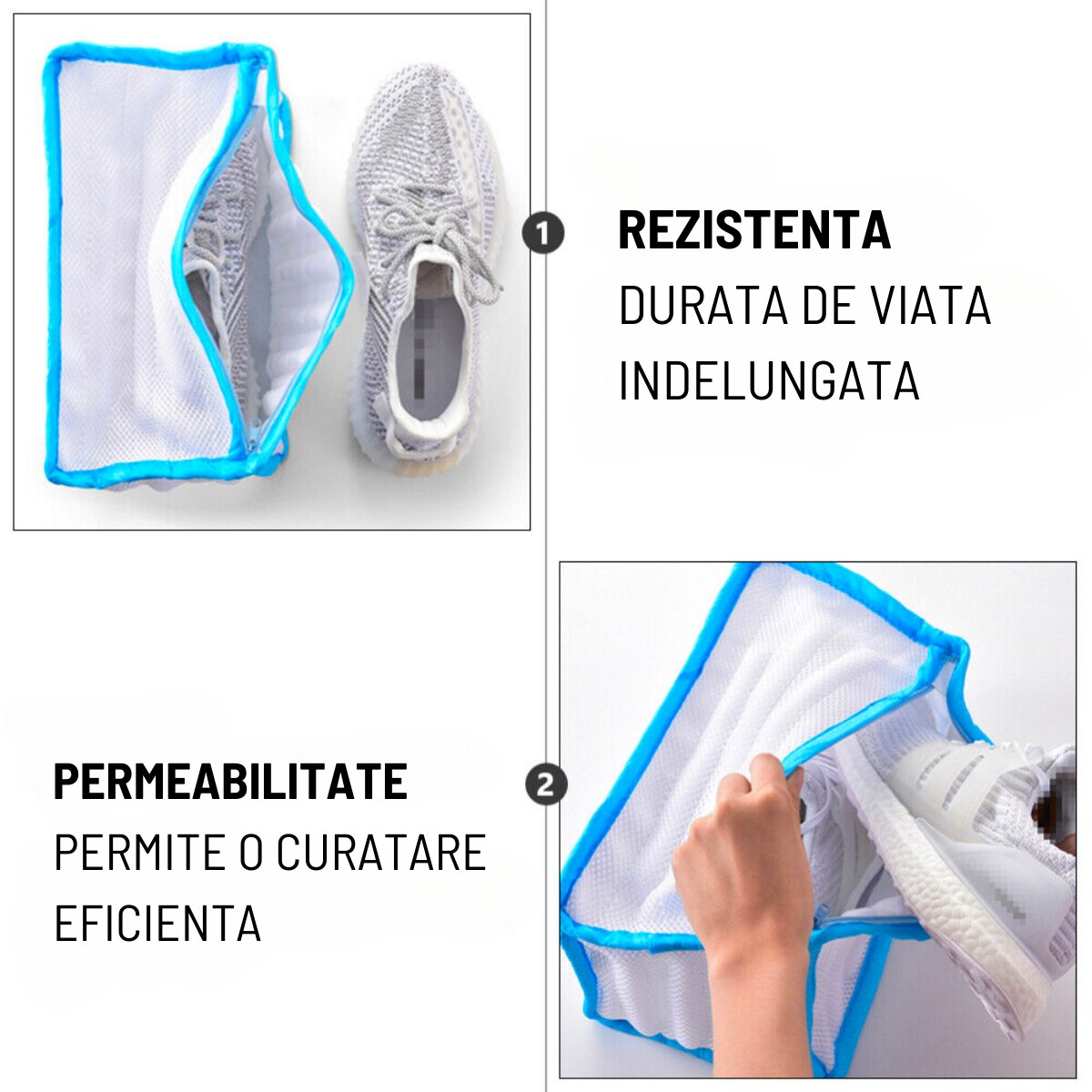 Set 3 x saci pentru spalare incaltaminte, protectie din spuma, 33 x 19 x 15cm