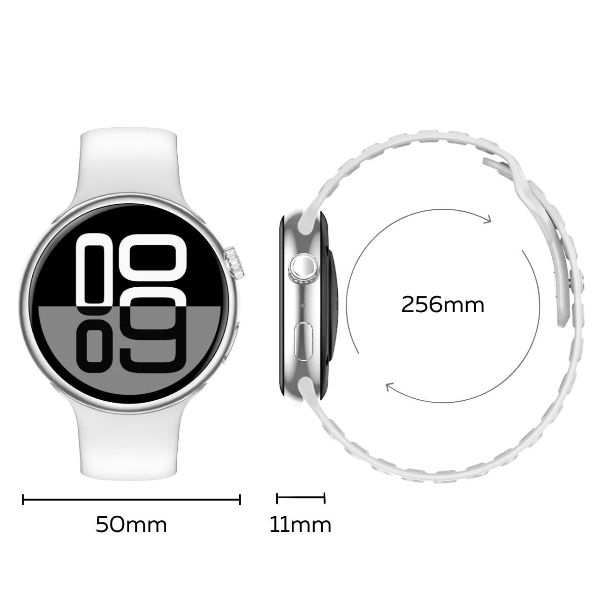 Ceas smartwatch de dama, Ecran Tactil LCD 1.46", Control prin Gesturi, Apel Bluetooth, Multi Sport, Monitorizare Sanatate, Alb