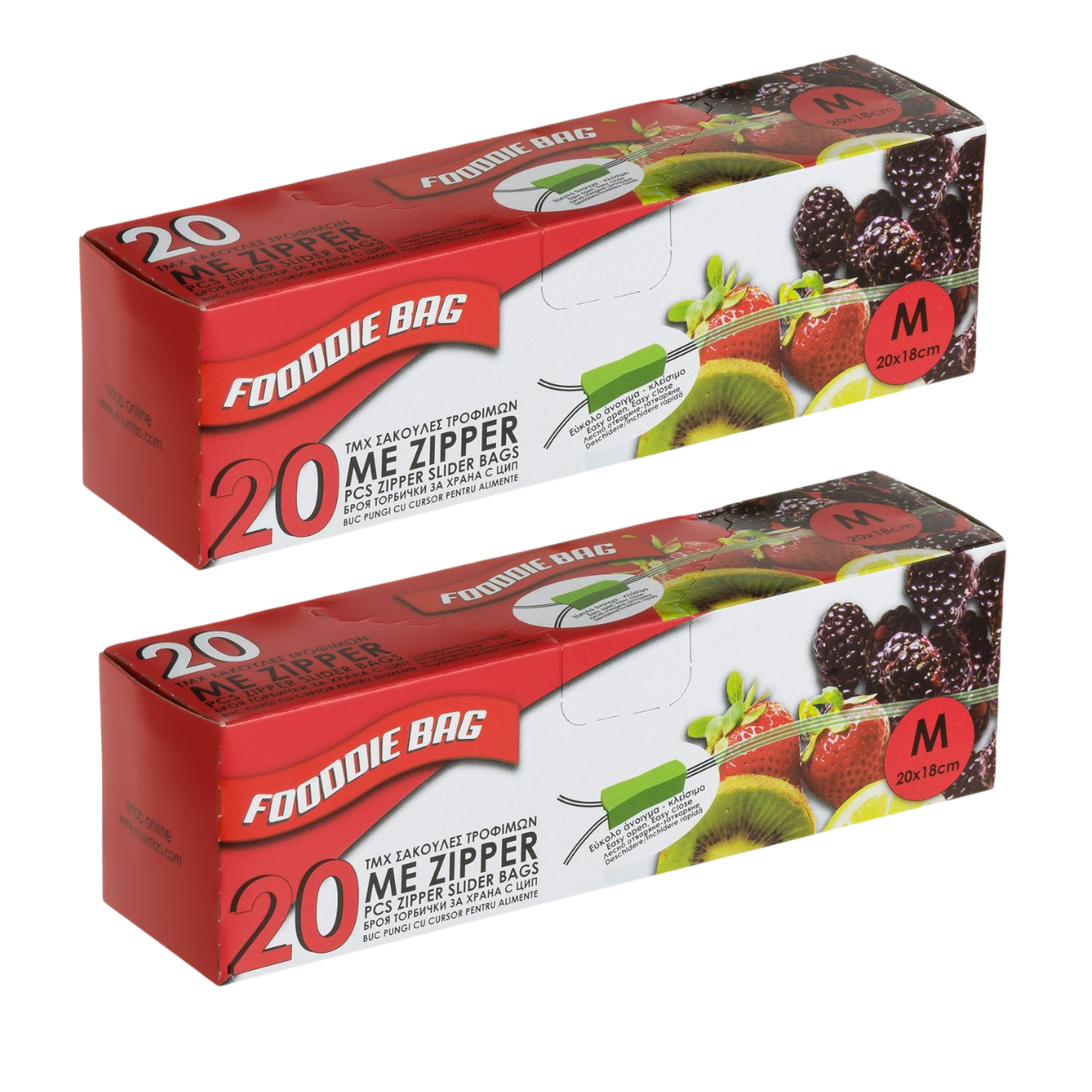 Set 40 pungi alimentare, Cu inchidere fermoar Fooodie Bag, Plastic Transparent, Pentru uz casnic, depozitare si organizare