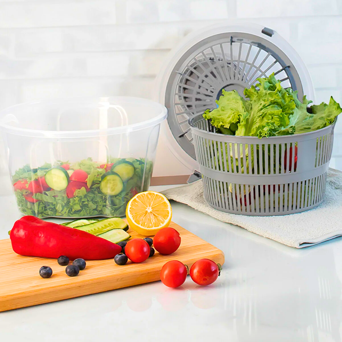 Uscator salata si verdeturi cu centrifuga, verde, 4400ml
