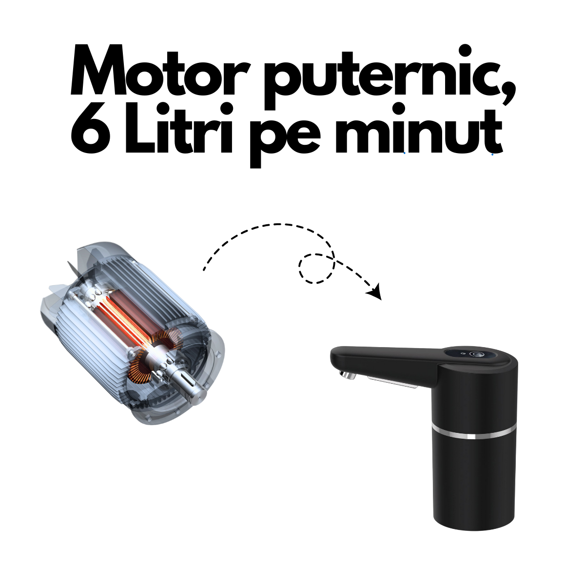 Pompa de apa electrica cu senzor, baterie reincarcabila, autonomie 30 de zile, fast charge, duza universala, pentru sticle 1 L - 20 L