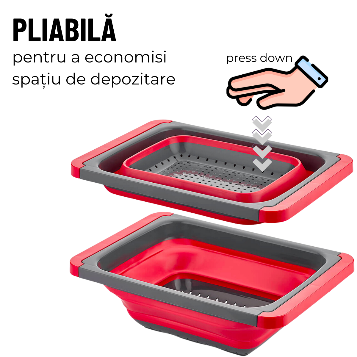 Strecuratoare pliabila din silicon, manere extensibile, 38.8 x 26.3 x 11.5 cm