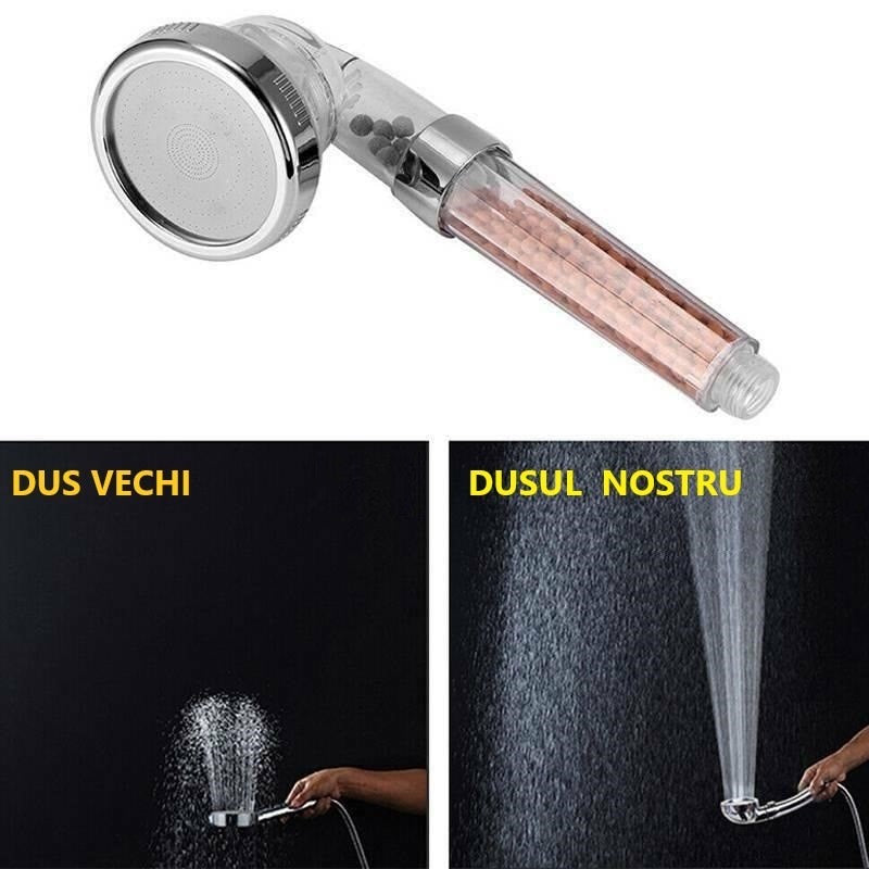 Para cap de dus Jet pentru marire presiune, cu filtru mineral, transparent