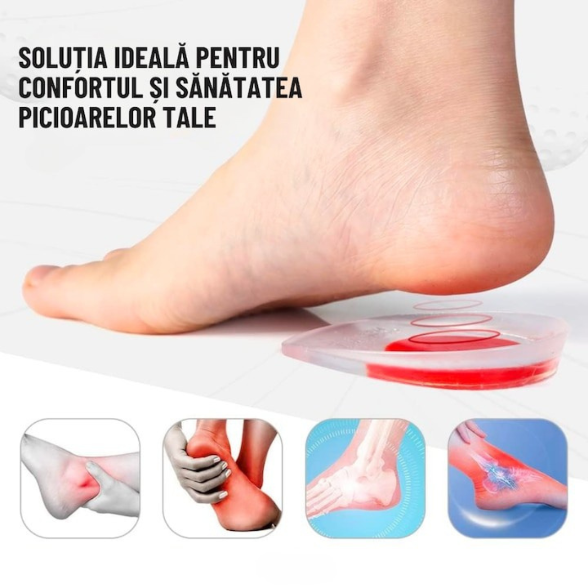 Branturi ortopedice din gel, Pentru calcai, uz zilnic, pentru femei, marime 34-41, Roz transparent