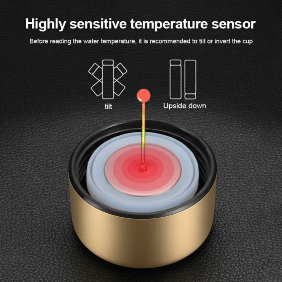 Termos Inteligent cu Afisaj LED Temperatura, Senzor Touchscreen, Infuzor de ceai, 500ml, Otel Inoxidabil, Auriu, easyCTRL®
