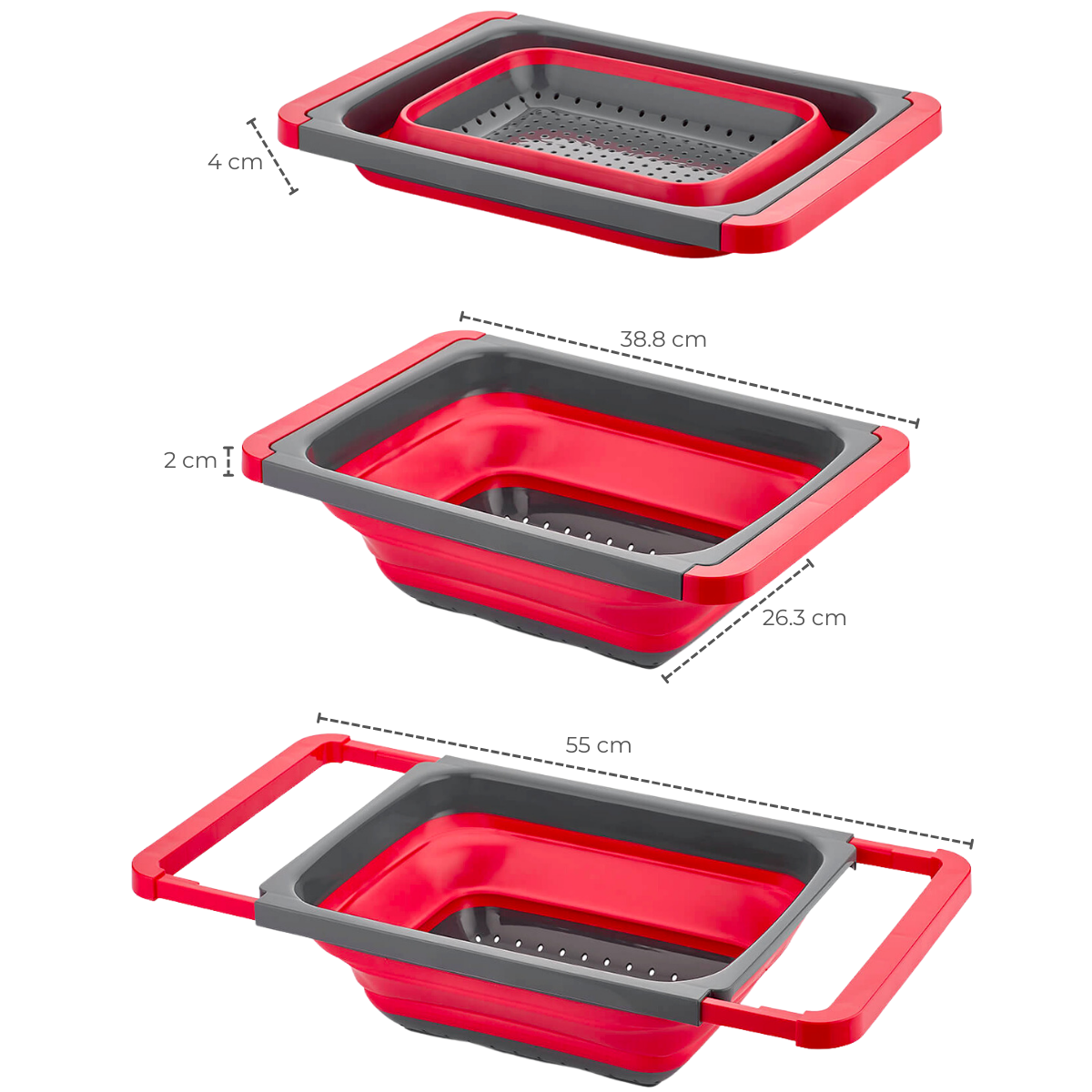 Strecuratoare pliabila din silicon, manere extensibile, 38.8 x 26.3 x 11.5 cm