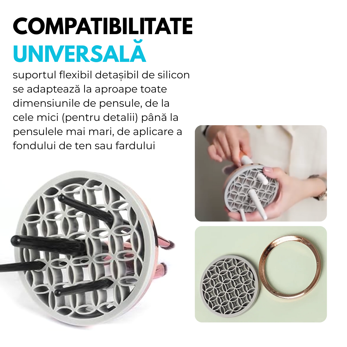 Aparat Electric Curatare Pensule Machiaj, Pad Silicon, Viteza 7000 RPM, Putere 8W, Alimentare USB, pentru toate tipurile de pensule