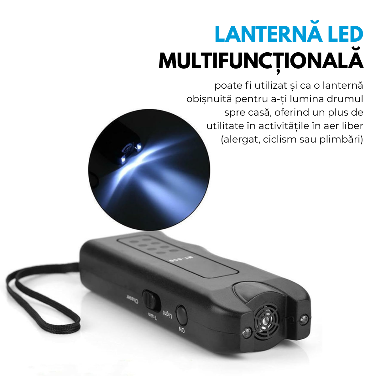 Aparat cu Ultrasunete impotriva cainilor agresivi, 3-in-1, Dresaj Anti-Latrat, Alungare Maidanezi, Lanterna LED, Raza Actiune 30m, Baterie inclusa