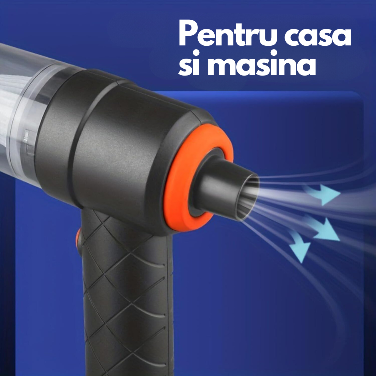 Aspirator portabil cu baterie reincarcabila, functie aspirare si suflare, USB C, 1200 mAh, 3 accesorii
