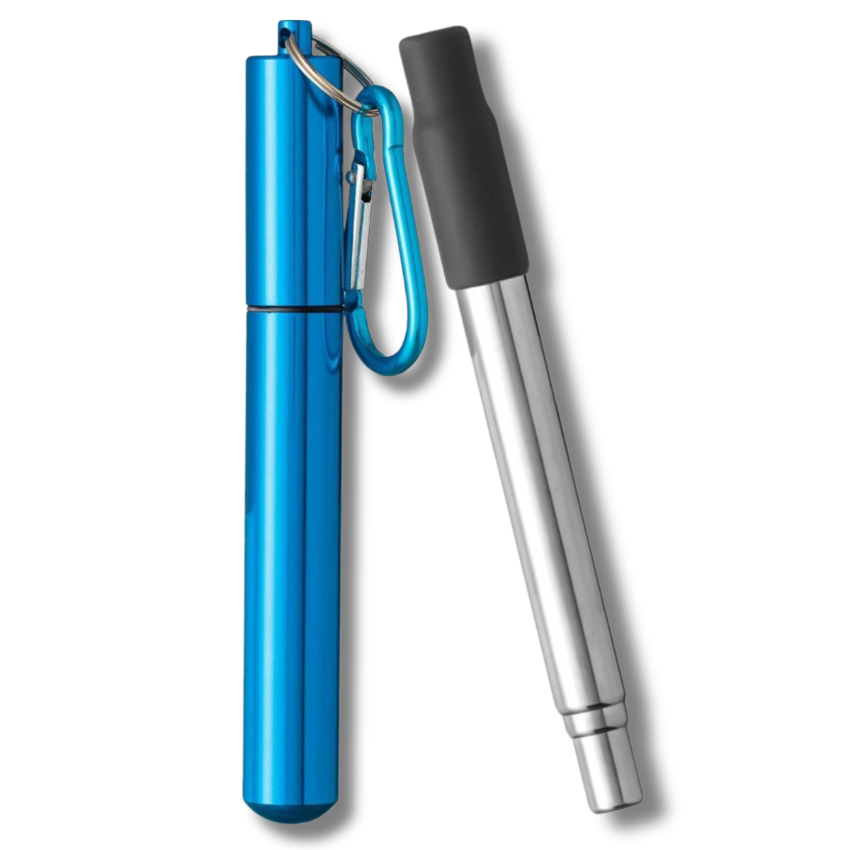 Pai telescopic cu carcasa, Din otel inoxidabil, Cu clips si capac din silicon, Transportabil, 11x2, 5x25cm