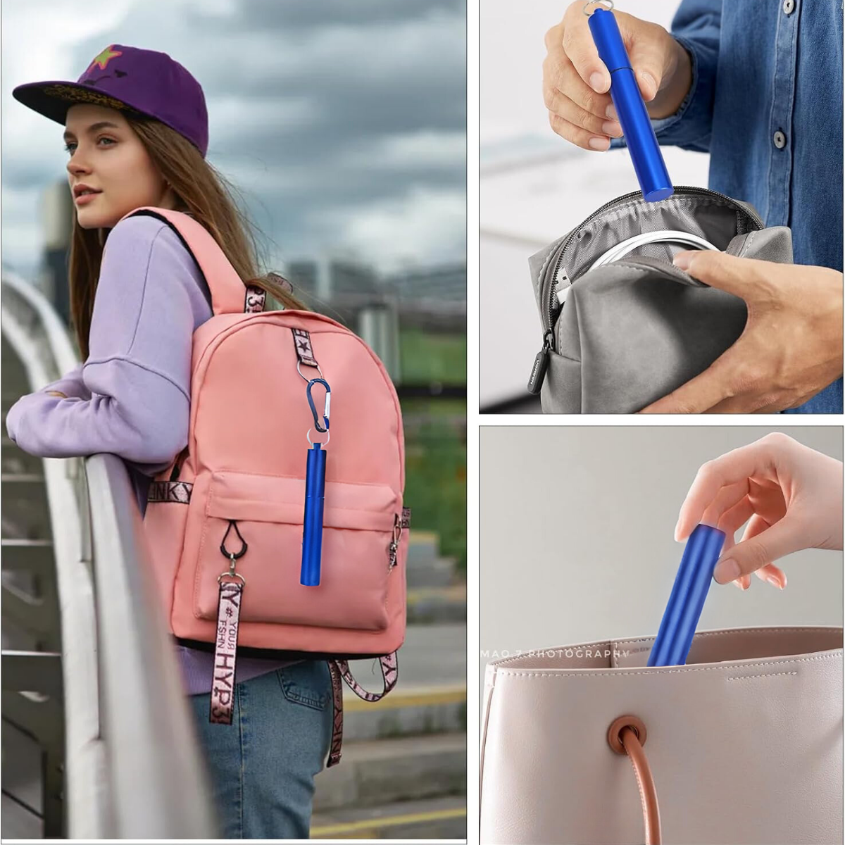 Pai telescopic cu carcasa, Din otel inoxidabil, Cu clips si capac din silicon, Transportabil, 11x2, 5x25cm