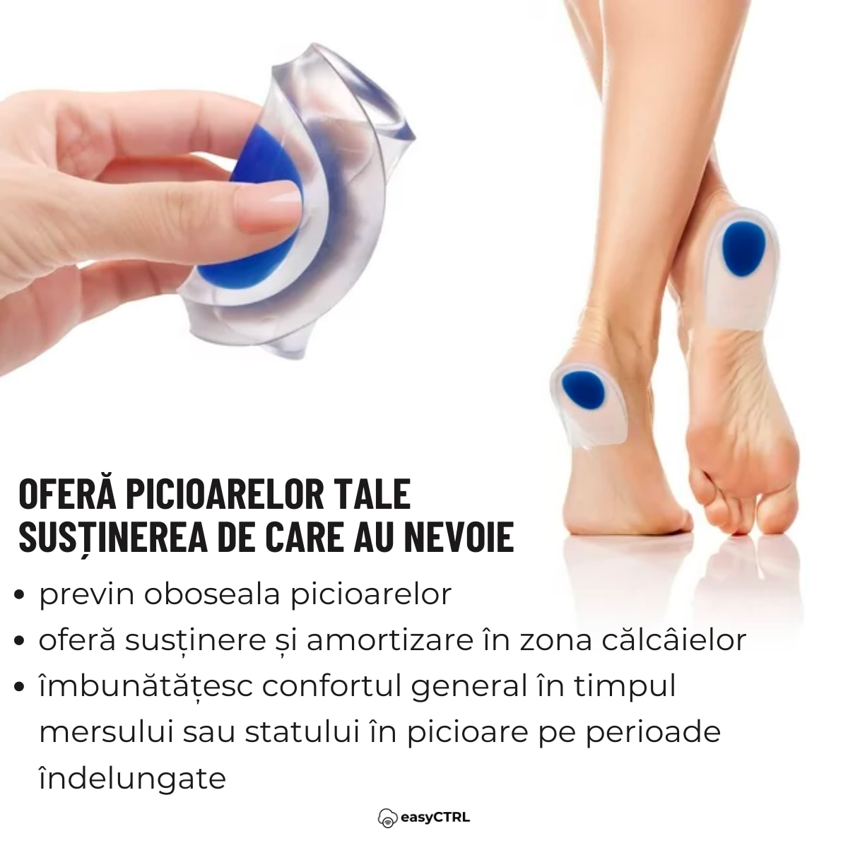 Set 2 Branturi ortopedice din gel pentru calcai, marime 37-50, sport sau uz zilnic, pentru barbati