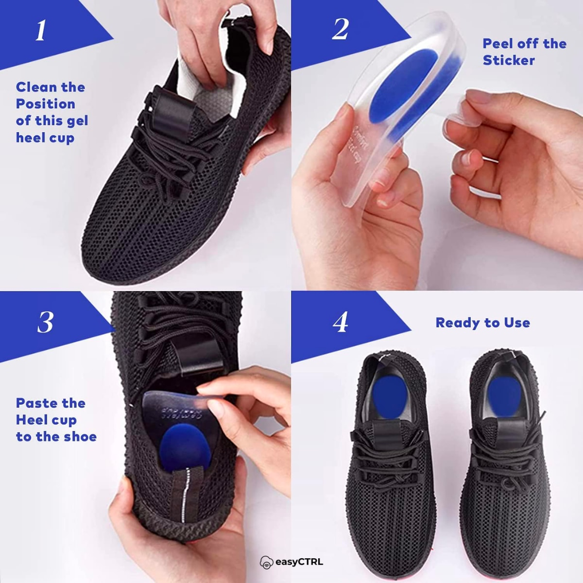 Set 2 Branturi ortopedice din gel pentru calcai, marime 37-50, sport sau uz zilnic, pentru barbati
