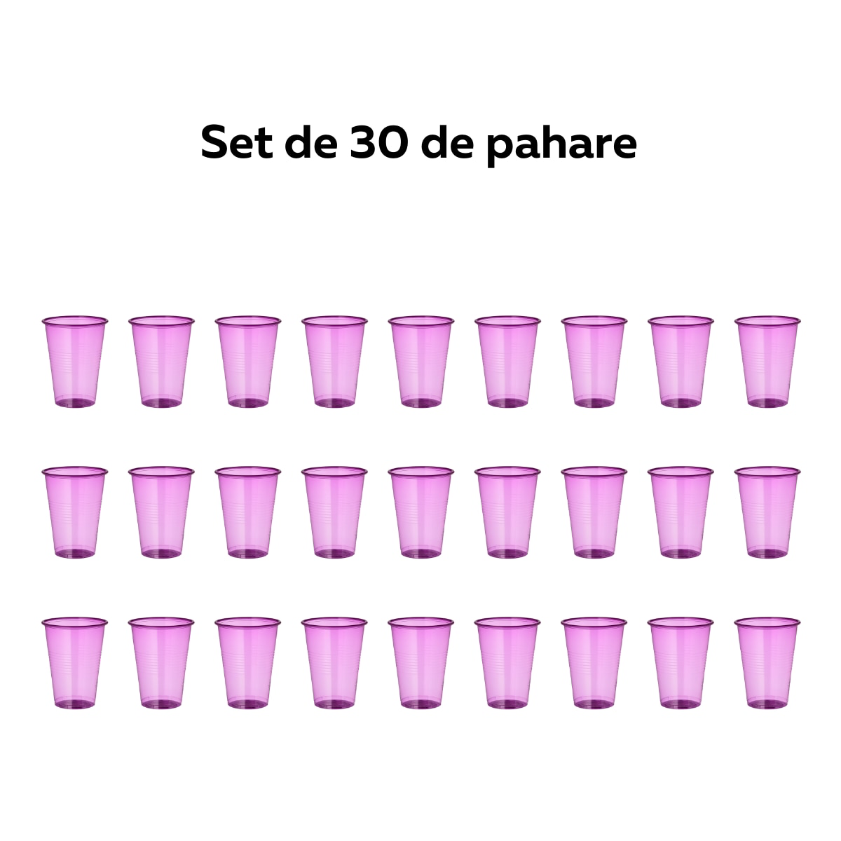 Set 30 de pahare din plastic mari, 480ml, mov