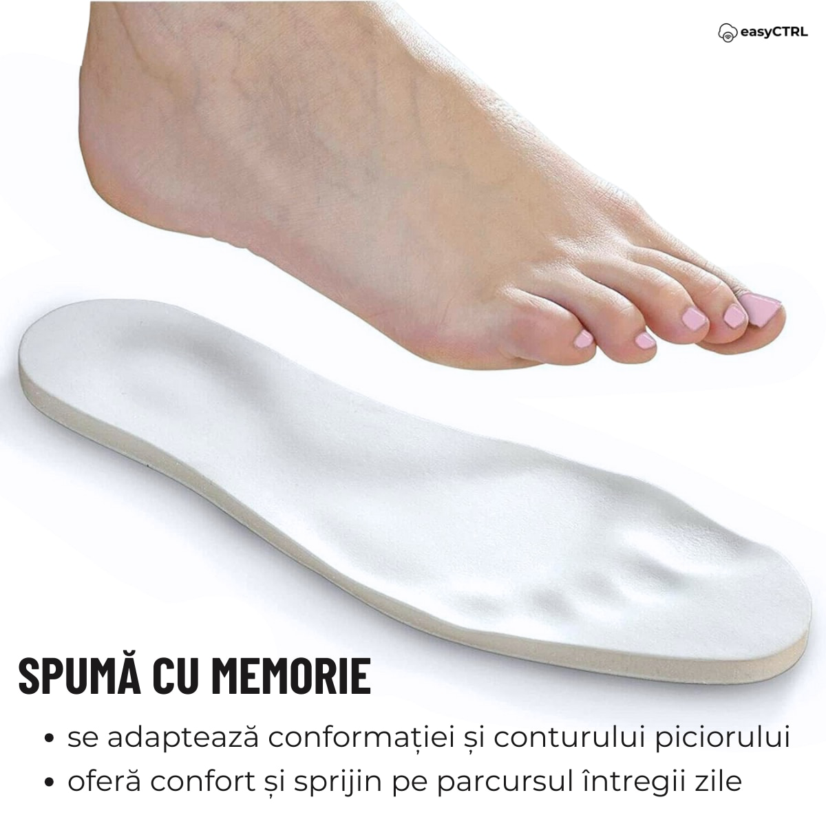 Set 2 Branturi ortopedice din spuma cu memorie, marime ajustabila 36-45, sport sau uz zilnic, unisex