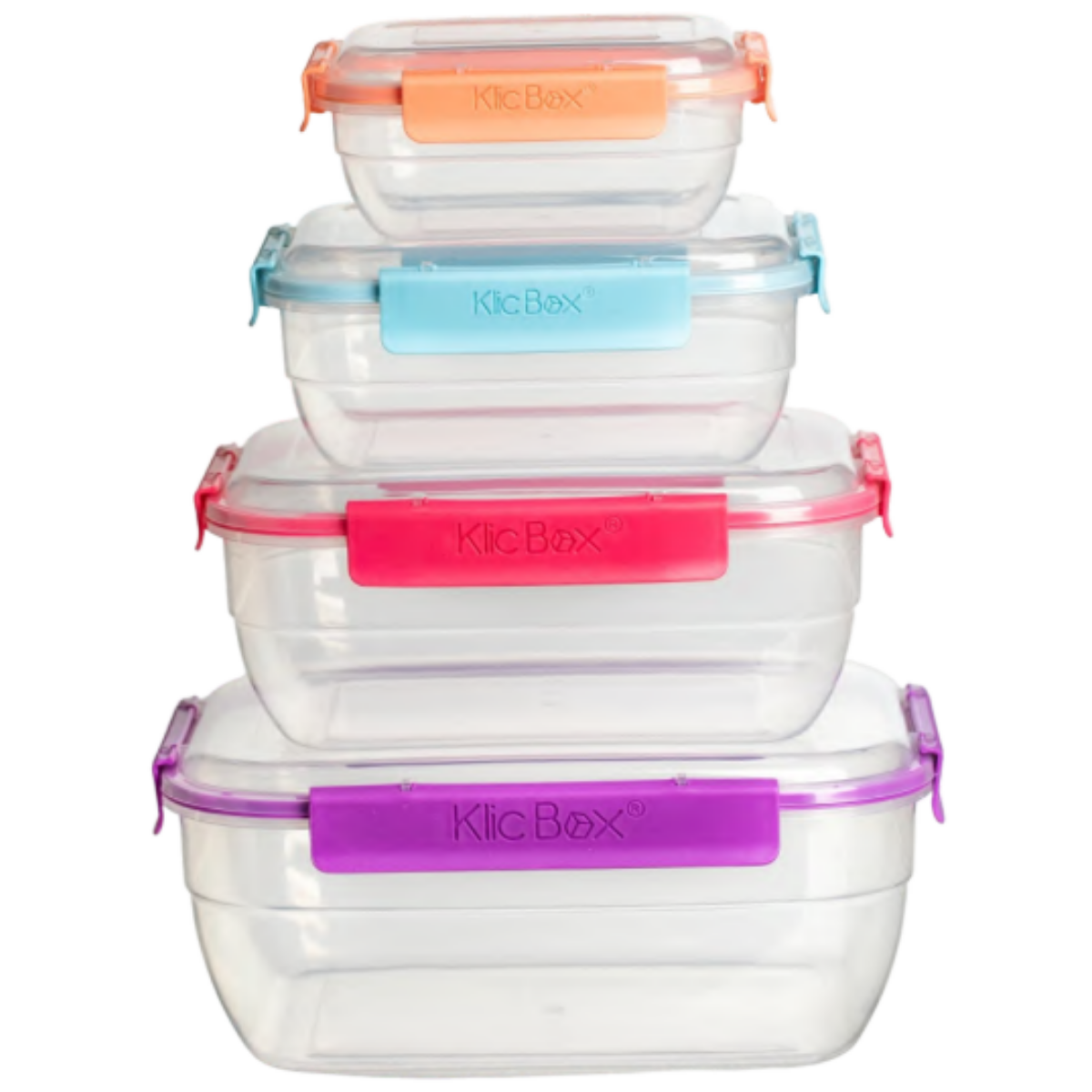 Set 4 caserole alimentare cu capac, inchidere etansa, fara BPA, 400ml, 800ml, 1450ml, 2350ml