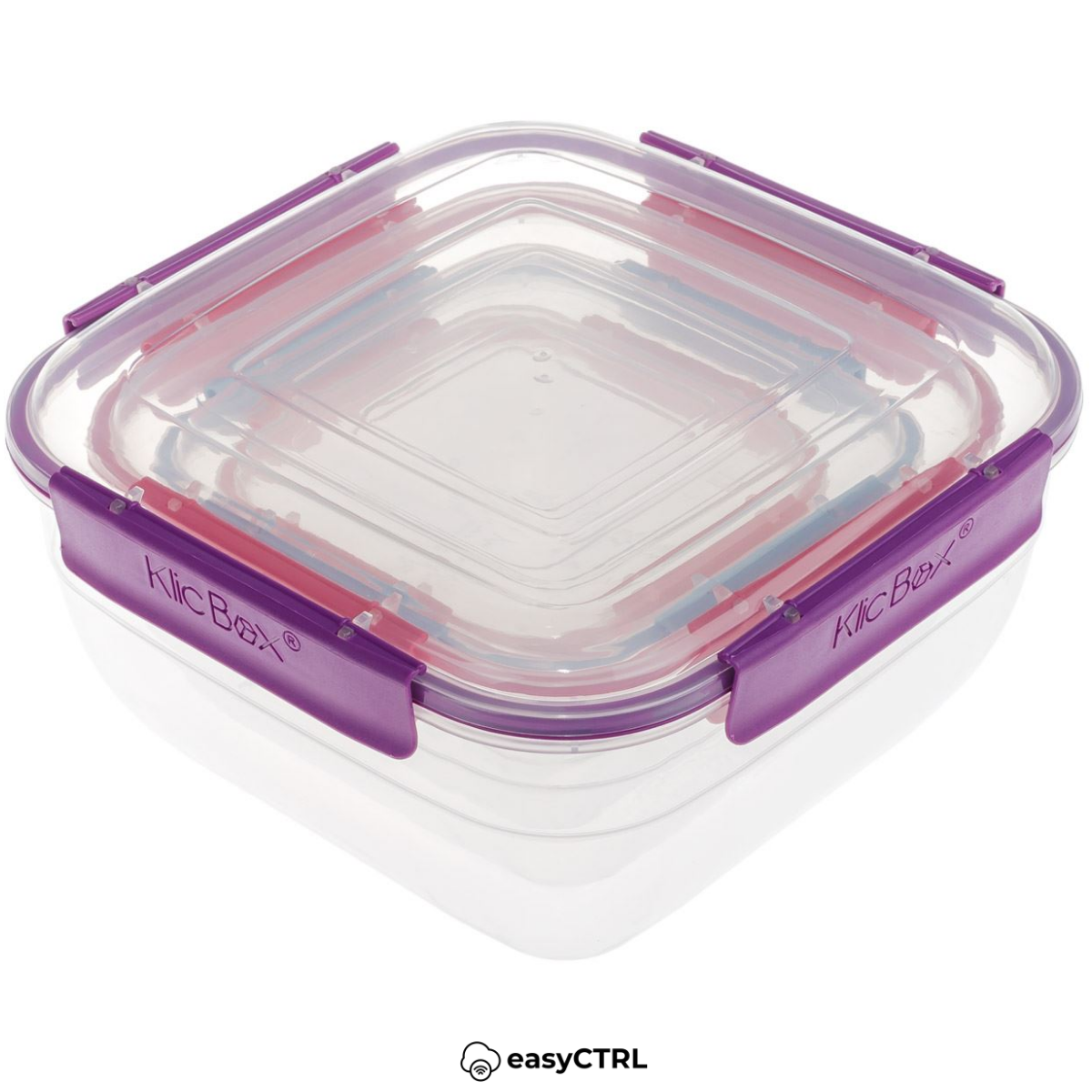 Set 4 caserole alimentare cu capac, inchidere etansa, fara BPA, 400ml, 800ml, 1450ml, 2350ml