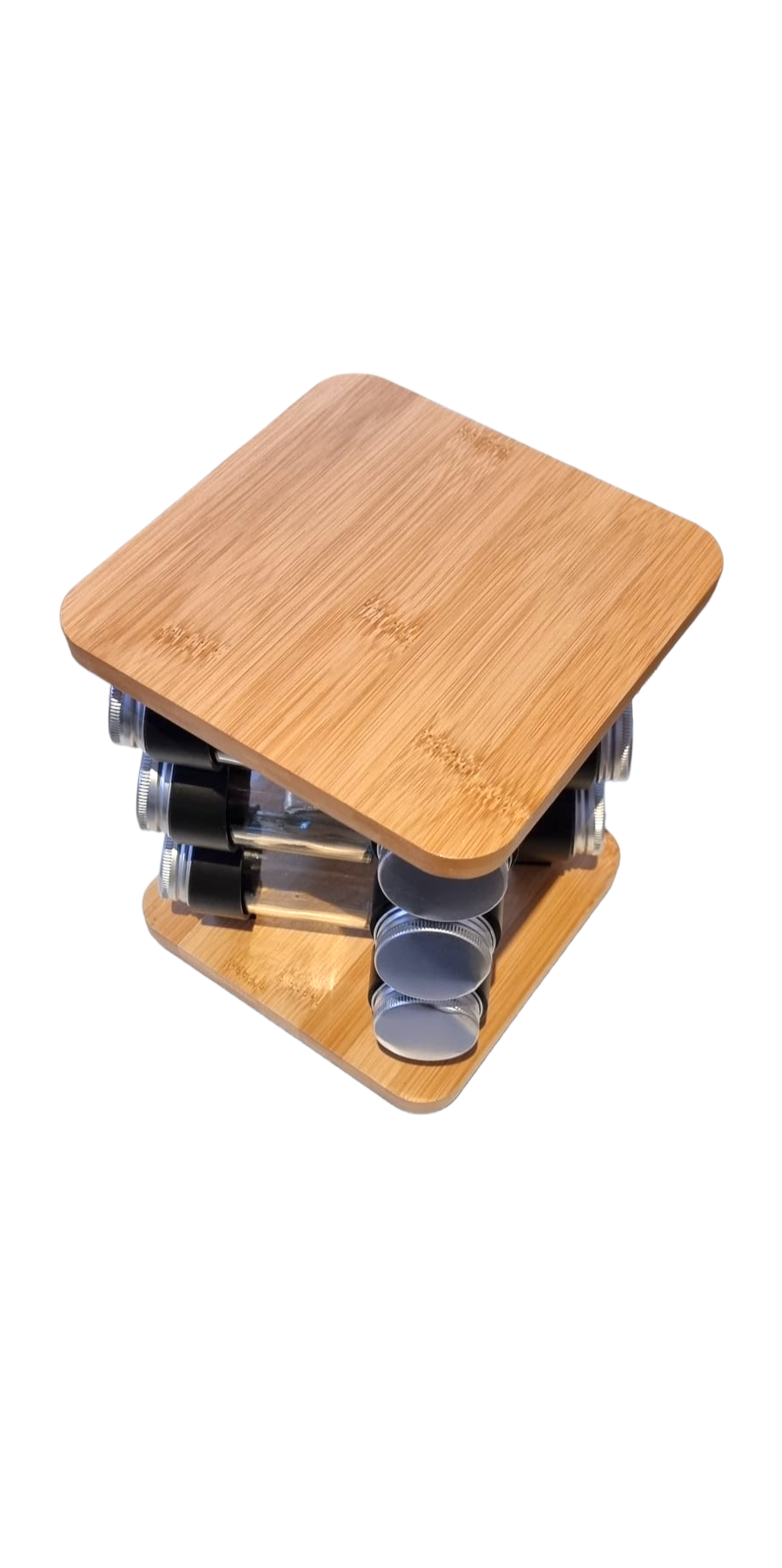 Set recipiente pentru condimente, Rotativ, 12 piese, Bambus