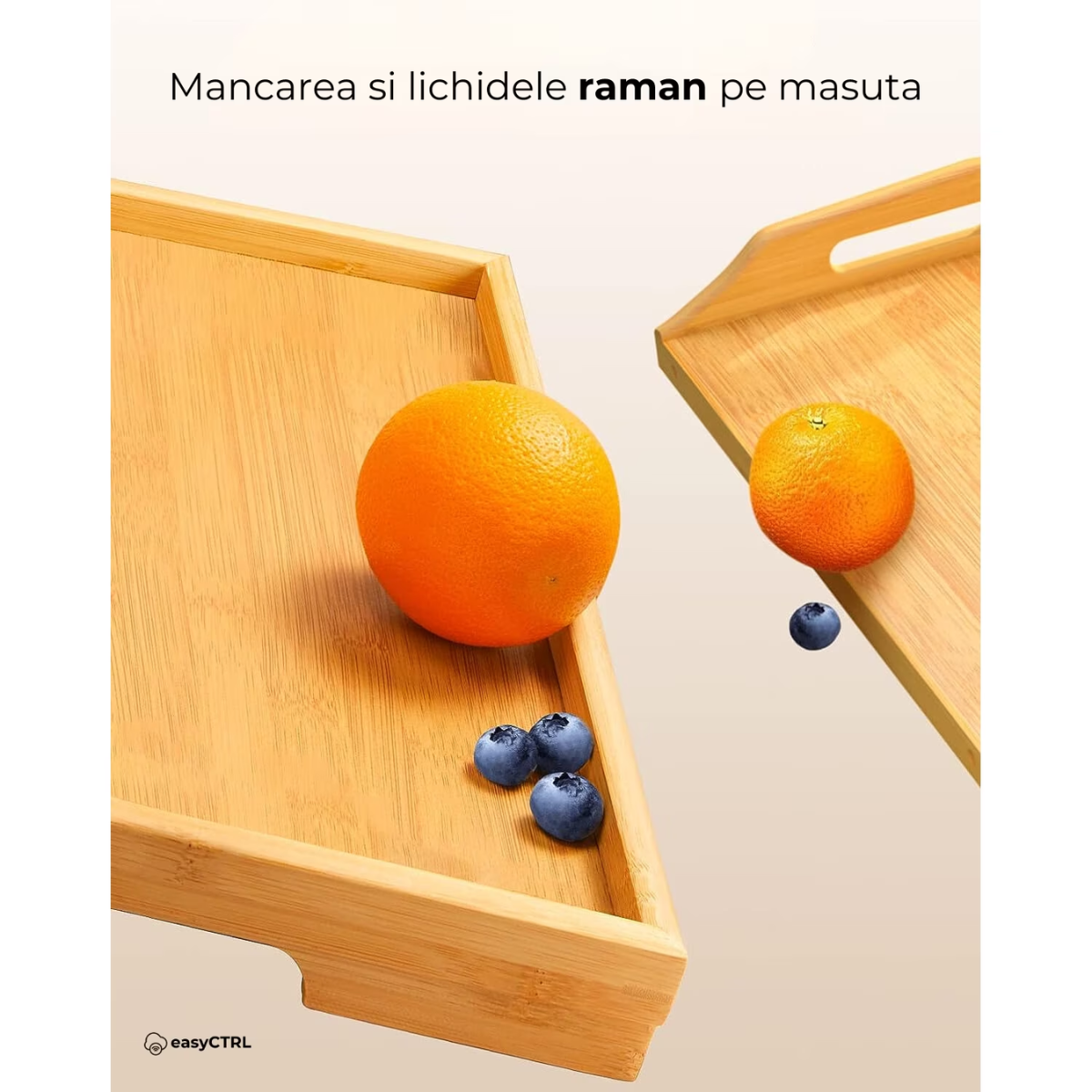 Masuta pliabila pentru servire mic dejun in pat, Bambus, 50 x 30 x 22 cm