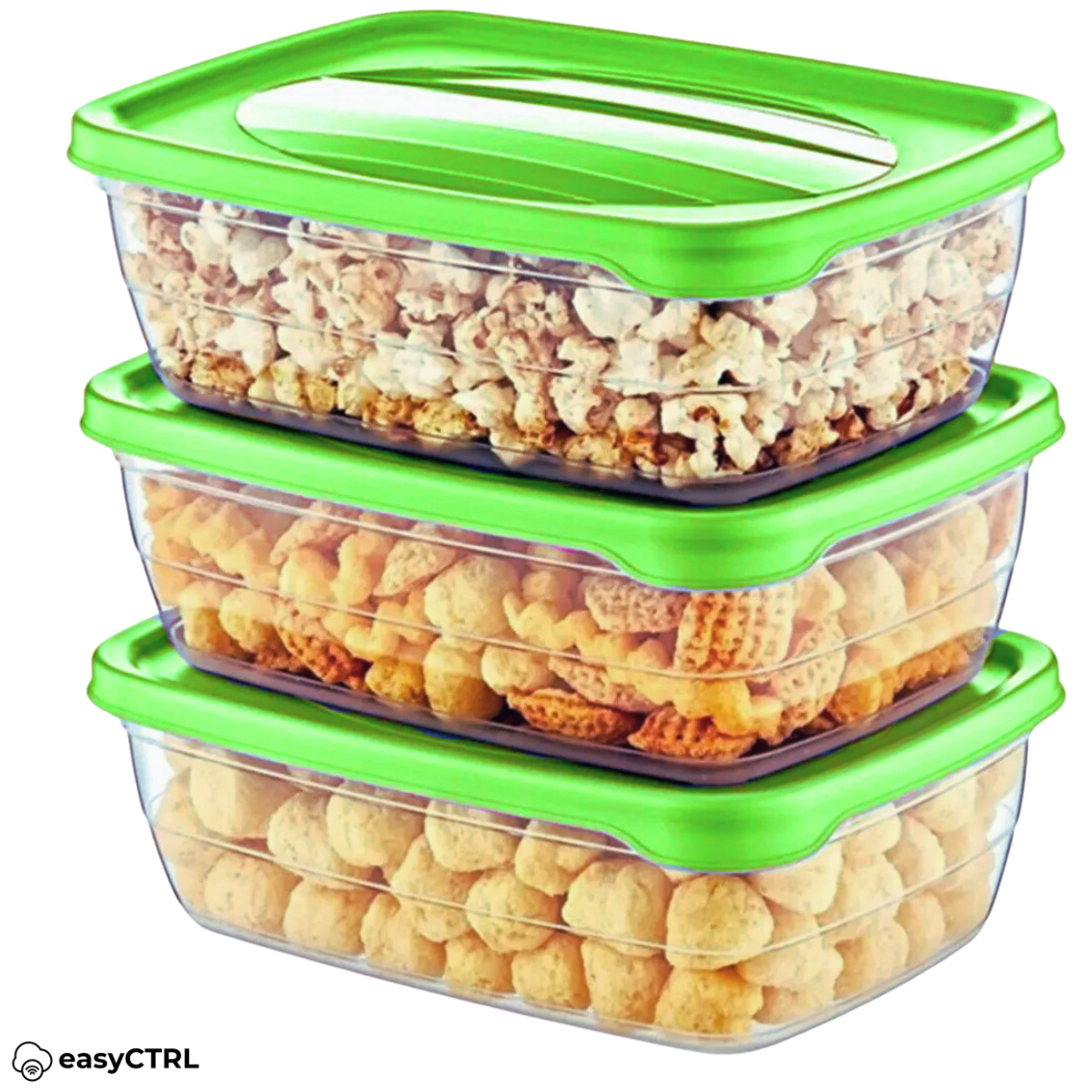 Set 3 caserole alimentare cu capac, fara BPA, 2000ml