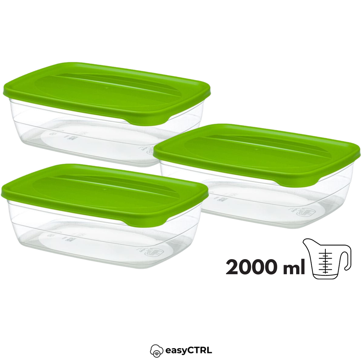 Set 3 caserole alimentare cu capac, fara BPA, 2000ml