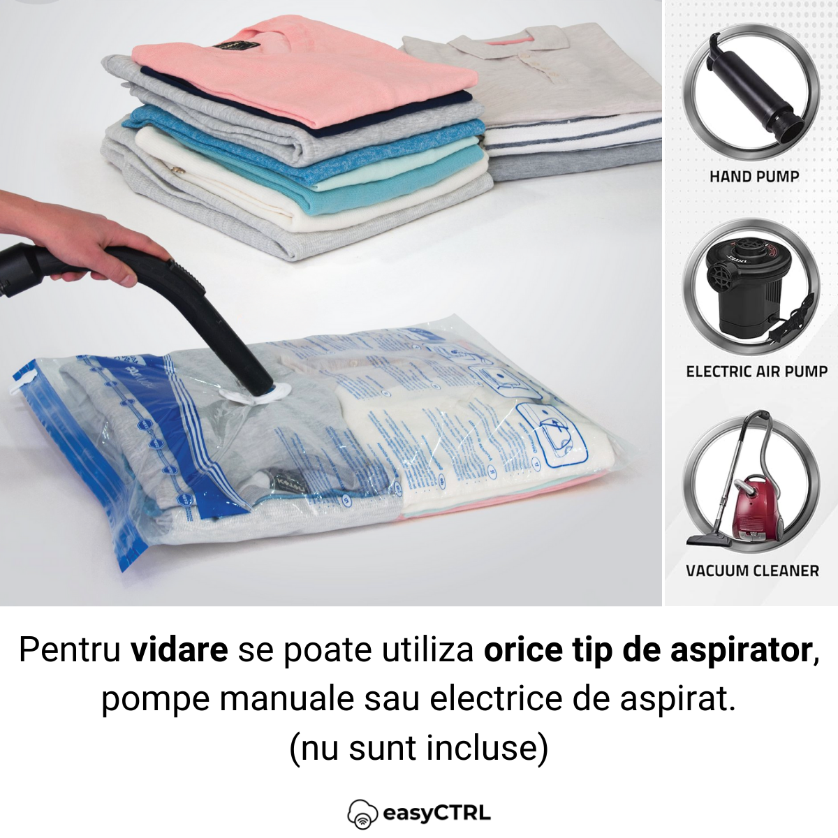 Set 3 saci de vidat haine, pilote, perne si paturi, reutilizabili, 70x100cm, 90x130cm, 100x100cm